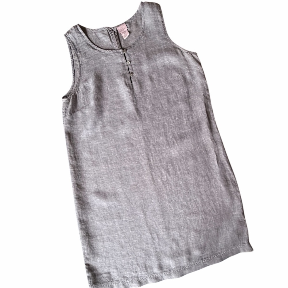 St. Tropez West 100% Linen Shift Dress Cover Up, Light Gray, 12